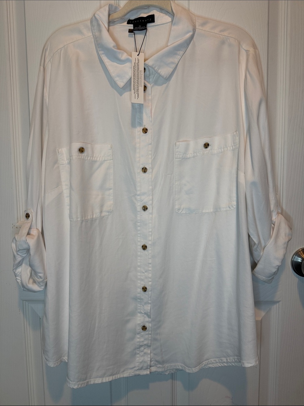 Women's Sanctuary Crisp White Casual Button-Down Shirt